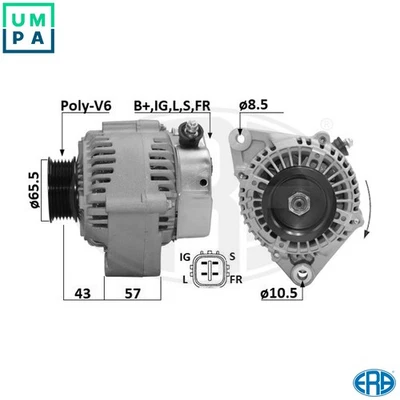 ALTERNATOR 209663A FOR HONDA H22A5/H22A6/H22A8/H22Z1/H22A4 2.2L H22A2 2.2L 4cyl - Image 1 of 4