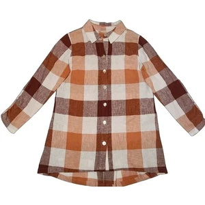 Soft Surroundings XS Linen Blend Plaid Tunic Shirt Ombre Button Up Boho - Picture 1 of 9