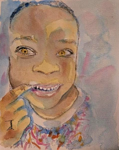 Pintura Acuarela Urbana Afroamericana Original "Mi Diente" - Imagen 1 de 1