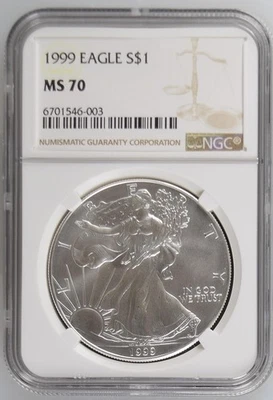 1999 American Silver Eagle NGC MS-70 Foto 1 de 2