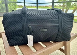 Nuevo bolso de viaje Vera Bradley en microfibra acolchado negro - Imagen 1 de 12