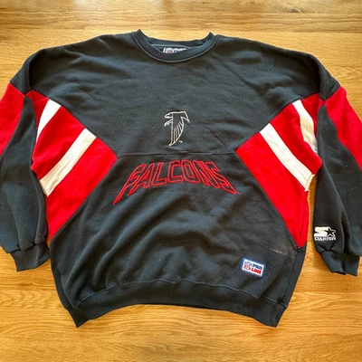 Vintage Starter Atlanta Falcons NFL Pro Line Sweatshirt XL Black Red Stripe Logo - Image 1 of 4