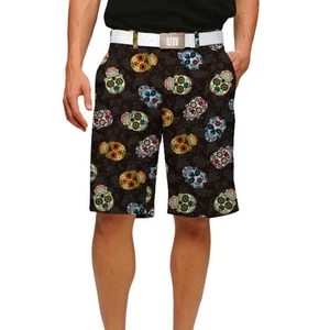 Pantalones Cortos de Golf Loudmouth Para Hombre Estampado de Calaveras 38 Negros Informales Rendimiento Retro - Imagen 1 de 10