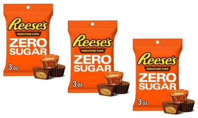 Copos de manteiga de amendoim chocolate ao leite miniaturas Reese's Zero Sugar, 3 oz (pacote com 3) - Imagem 1 de 4