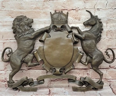 Corona Protezione Bronzo Muro Placca Fatto a Mano Great Dettagliato Grafica Casa - Immagine 1 di 4