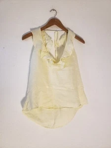 CLOTH + STONE Anthropologie Sz L Linen Peplum Tank Top Yellow Sleeveless Ruffle - Picture 1 of 6