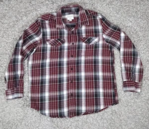 American Eagle Men's Maroon White Black Plaid Long Sleeve Flannel Shirt Size XL - Picture 1 of 7