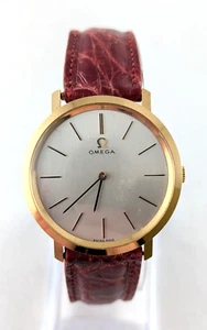 18K Gold Omega 17 Jewel Handwind 620 Armbanduhr, 9 Zoll neues Krokodilband - Bild 1 von 9