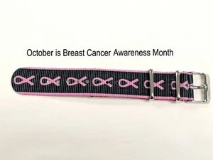 Correa de reloj de concientización sobre el cáncer de mama cinta rosa 20 mm ¡fácil de encajar! - Imagen 1 de 9