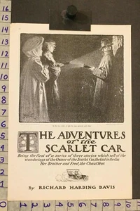 1906 BOOK ADVENTURE OF THE SCARLET CAR RICHARD H. DAVIS STEELE ART AD SH24 - Picture 1 of 1