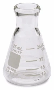 PYREX 4980-25, 25mL Narrow Mouth Erlenmeyer Flasks w/ Heavy Duty Rim (Single) - Picture 1 of 2