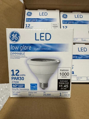 (1) GE 42134 Dimmable LED PAR30 Lamps 12W, 2700K, 1000 Lumens, 25K Hours New - Image 1 of 3
