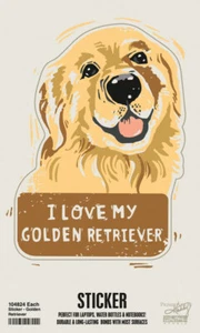 Golden Retriever I Love My Dog Shaped Sticker - Picture 1 of 1
