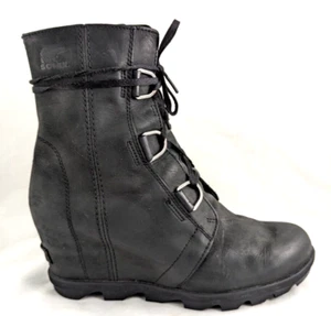Botas de cuña SOREL Joan of Arctic para mujer US 10/41 negras de tacón oculto $185 usadas en excelente estado * - Imagen 1 de 11