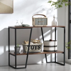 Industrial Style Console Table Hallway Entry Desk Display Shelf With Steel Frame - Picture 1 of 8