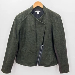 Coldwater Creek Damen asymmetrischer Reißverschluss Jacke blazegrün Wollmischung Größe 12 - Bild 1 von 12