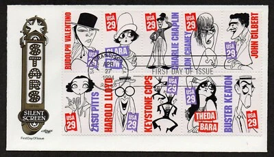 USA, SCOTT # 2819-2828, ARTMASTER FDC COVER - STARS OF THE SILENT SCREEN 1994 - Image 1 of 2