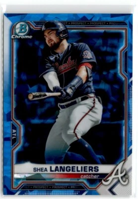 2021 Bowman Chrome Sapphire Shea Langeliers #BCP-157 Atlanta Braves - Image 1 of 2