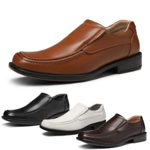 Men's Formal Business Slip On Dress Shoes Square Toe Loafer Shoes - Picture 1 of 20