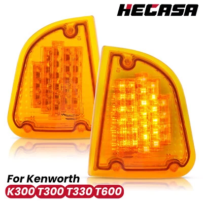 Fit For  Kenworth K300 T300 T330 T600A 1986-2008 LED Turn Signal Lights Amber - Image 1 of 4