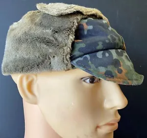 German Army Military Cold Weather Flecktarn Field Cap Hat With Ear Covers, 59 - Picture 1 of 9