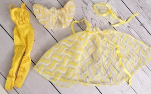 Vtg Barbie Clothes Pretty Changes Yellow Pant Suit Skirt 4 Pc - Picture 1 of 6