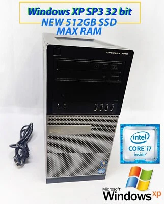 Dell OptiPlex 7010 TOWER Intel i7,  MAX Ram, NEW 512GB SSD, Windows XP PRO - Image 1 of 4