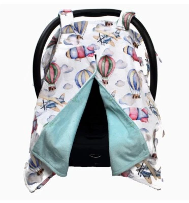 Dear Baby Gear Infant Car Seat Canopy Cover Opening Airplanes Hot Air Balloons - Image 1 of 3