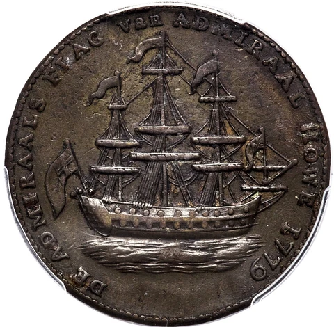 1778-1779 Rhode Island Ship Token, AU55, CAC Approved Cover