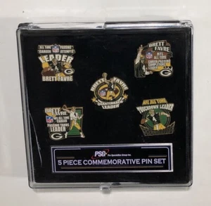 BRETT FAVRE PSG 5-PIECE COMMEMORATIVE HAT PIN SET NFL GREEN BAY PACKERS NEW - Picture 1 of 3
