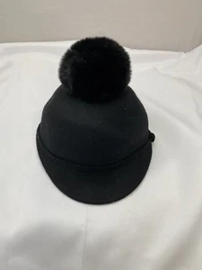 ZARA CAP  BLACK GIRL FELT WITH POMPOM Size S 52 cm #O3371 - Picture 1 of 12