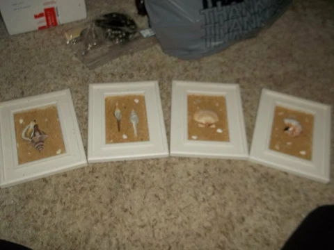 Set of 4 Beach Cottage Wall Hangings Shells & Sand 7 x 9" Cover