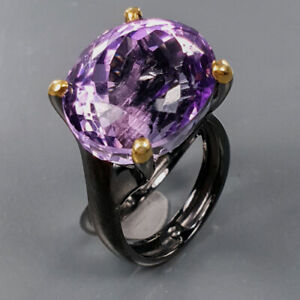 18x15 mm. IF Quality Amethyst Ring Silver 925 Sterling  Size 7.5 /R195957