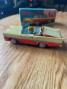 1958 Ford Skyliner Friction Vintage Tin toy car Works with Beautiful Box!!!