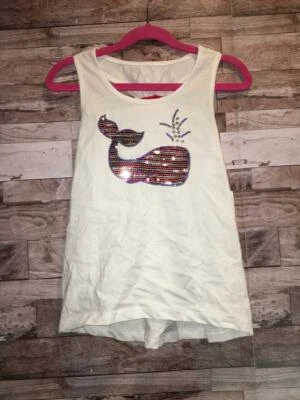 NWT JILLIAN'S CLOSET GIRLS TANK TOP SEQUIN WHALE  L(6X) 6 RED WHITE BLUE SHIRT T - Image 1 of 3