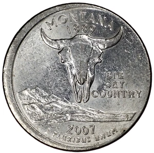 2007 P 25c Off Center Montana Partial Collar Broadstruck Quarter Mint Error E139 - Picture 1 of 2