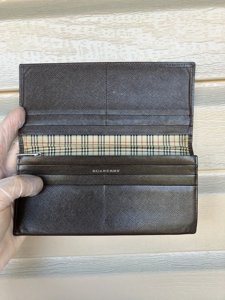 "Cartera larga plegable de cuero marrón Burberry 7,4""*3,5""" Foto 1 de 4