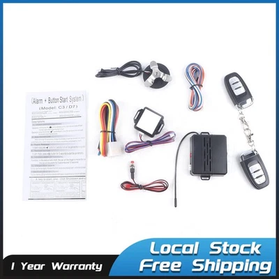 Car Keyless Entry Engine Start Alarm System Push Button Remote Starter Stop Kit - Image 1 of 4