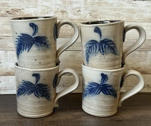 4er Set Rowe Pottery Works Becher Handarbeit Salzglasur Steinzeug 1988 - Bild 1 von 14