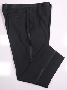 Joseph Abboud Custom Black Flat Front Tuxedo Formal Trousers Pants 38x28 - Picture 1 of 7