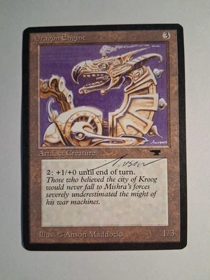Mtg Dragon Engine Signed Antiquities Autograph - Image 1 of 4