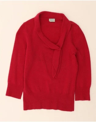 OASIS Womens 3/4 Sleeve Shawl Neck Jumper Sweater UK 10 Small Red Wool DS34 - Image 1 of 3