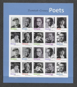 MMK Philately: US Scott #4663a MNH Pane(20) (4654-4663) 20th Cent. Poets SCV $40 - Picture 1 of 2