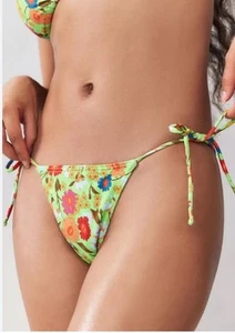 Urban Outfitters Out From Under Green Pop Floral Tie Side Bikini Bottoms-Small - Picture 1 of 6