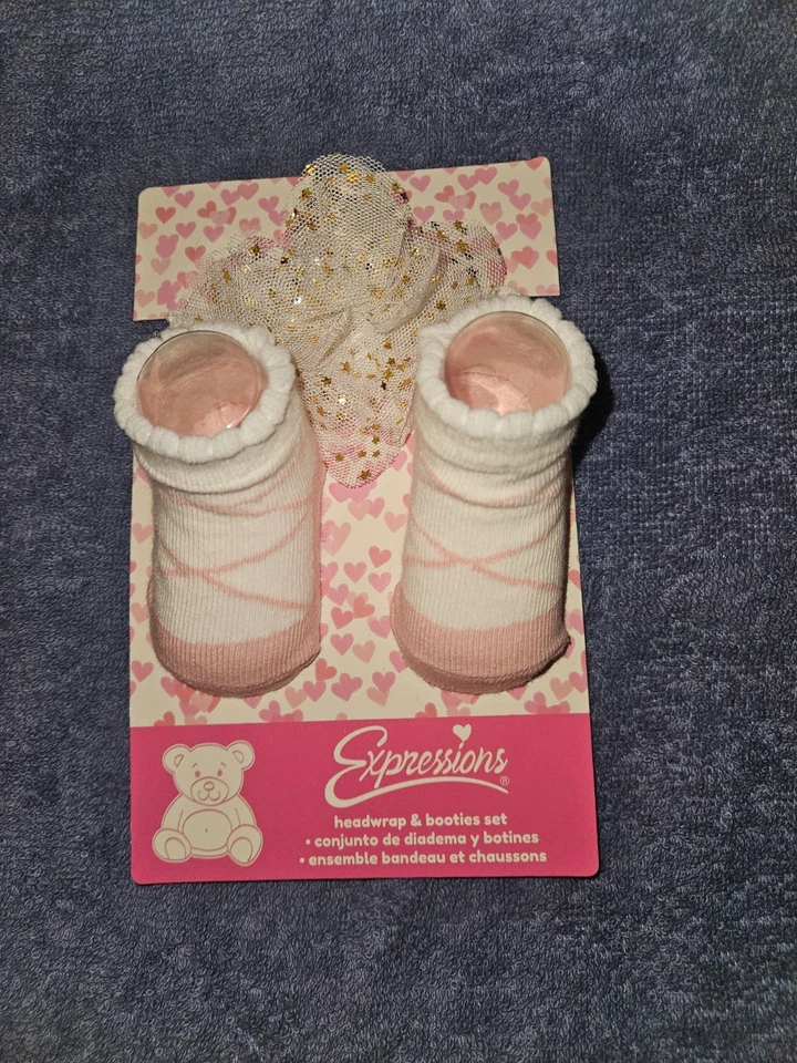 Expressions Baby Headband and Booties with Gold star headband - Image 1 of 1