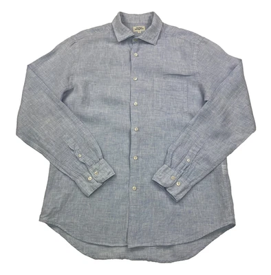Hartford Shirt Men's Large Light Blue 100% Linen Long Sleeve Button Up - Image 1 of 4