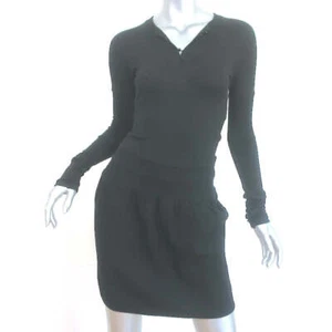 Balenciaga 2006 Long Sleeve Mini Dress Black Mixed Knit Size 36 - Picture 1 of 9