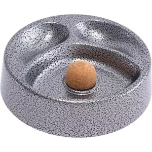6.75 Lucienne Crackle Grey Metal Round 2 Pipe Hold Ashtray with Knocker Cork - Picture 1 of 5