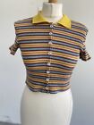 Shein Women’s Crop Top Polo Shirt Size Medium 8-10 Striped
