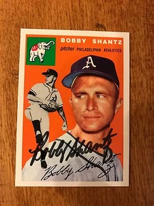 1954 TOPPS ARCHIVE SERIES BOBBY SHANTZ AUTOGRAPHED BASEBALL CARD - Picture 1 of 2